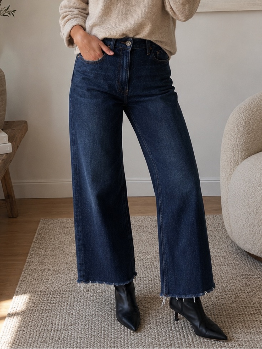 MOTHER The Rambler Ankle Fray Jeans Size 25 Dark Wash High Rise Premium Denim